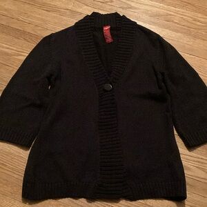 Olsen Europe Black Knit Cardigan with one big button.